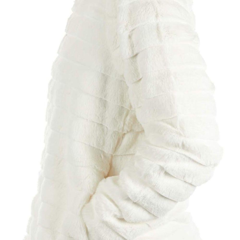 KATYDID | Cream Faux Rabbit Fur Jacket with Pockets Sz M NWT - Picture 9 of 10